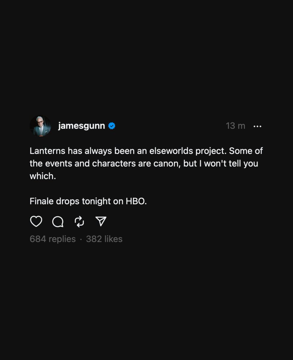 DiscussingFlash's tweet photo. James Gunn confirms '#LANTERNS' is not canon to the DCU in new Threads post. https://t.co/36Evxhhdzg
