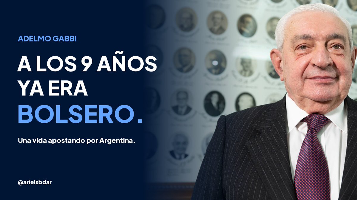 arielsbdar's tweet photo. A LOS 9 AÑOS YA ERA BOLSERO.

Adelmo Gabbi esperaba el diario en Venado Tuerto para seguir una cartera imaginaria de acciones.

Papá confeccionista. Mamá docente.
Ninguno venía del mercado.

Cuando llegó a Buenos Aires para estudiar, despidió a sus padres y caminó hasta la Bolsa.

Era sábado. Estaba cerrada.
El lunes volvió.

Sus primeras acciones las compró con una cuenta a nombre de su hermana porque todavía no tenía edad para abrirla.

Leía balances en la biblioteca de la Bolsa.
Iba a las asambleas.
Estudiaba las empresas.

Hasta que, con unos 27 años, una hija recién nacida y viviendo en un departamento de 45 m², recibió un llamado que le cambió la vida.

Era el SEGUNDO ACCIONISTA de una empresa.

El dueño quiso comprarle su participación y le ofreció mucho más de lo que esperaba. Adelmo, en lugar de hacerse el duro, se lo dijo.

Esa operación le permitió dar un salto enorme como inversor.

Décadas después, cuenta que preside la Bolsa sin cobrar sueldo, sin viáticos y sin tarjeta corporativa.

Y después de atravesar tantas crisis argentinas, mantiene dos reglas: la plata que necesita para vivir queda líquida y no pide prestado para comprar acciones.

Por eso banco a Adelmo.

Porque mientras muchos reducen todo a “la timba”, hay gente que lleva una vida defendiendo el mercado argentino.

YPF, Pampa, Loma Negra, Ternium.
Petróleo, energía, cemento, acero.
Empresas que necesitan capital para crecer.

Queremos producción, inversiones y mejores trabajos. También tenemos que defender las instituciones que ayudan a financiarlos.

Hay que ser argentinos cuando juega la Selección.
Y también cuando toca construir el país.

La entrevista de Adelmo en @lafabricapodc, vale muchísimo la pena.