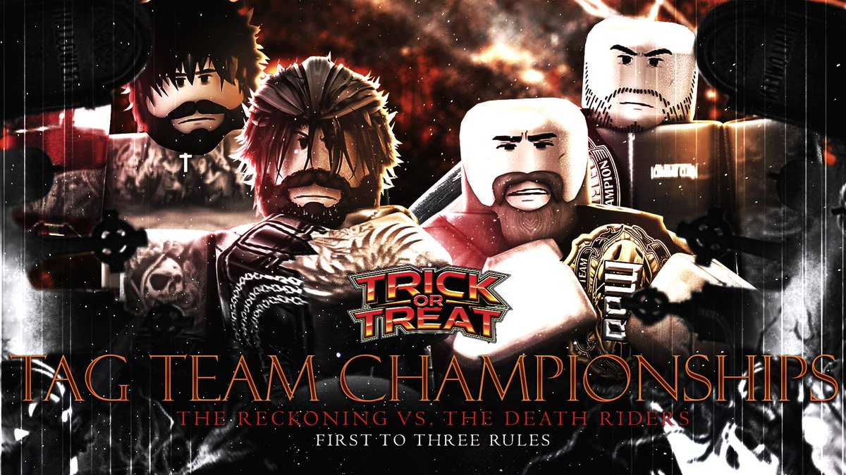 RRWPLUS's tweet photo. #RRWTrickOrTreat | TOMORROW | 3PM ET

TAG TEAM CHAMPIONSHIPS!

The DEATH RIDERS have HELD DOWN the TAG TEAM DIVISION ever since #RRWFyterFest.. but their CHAMPIONSHIP RUN faces ANOTHER HUGE TEST tomorrow night as THE RECKONING comes looking to TAKE the GOLD! 🚨

@lvlzabove & @overavoiding are READY to defend their titles, but will @3pocketsfuII & #TaylorBrooks finally have their MOMENT & become the NEW TAG TEAM CHAMPIONS?! 👀

🎃#RRWTrickOrTreat, TOMORROW, 3PM ET