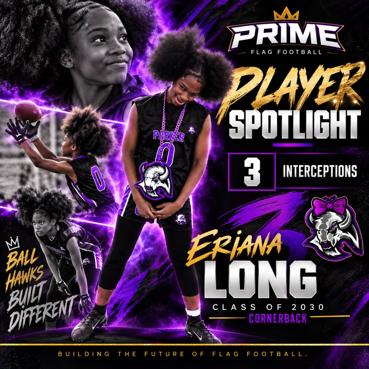 _PrimeFlag's tweet photo. 🚨 NEXT UP.

Eriana Long | CB

🔒 3 INTERCEPTIONS

And the crazy part?

She’s CLASS OF 2030. 👀

The next generation of girls flag football is already making noise.

👑 Building the Future of Flag Football.

#PrimeFlagFootball #NextUp #GirlsFlagFootball https://t.co/NKfL0KJLZt