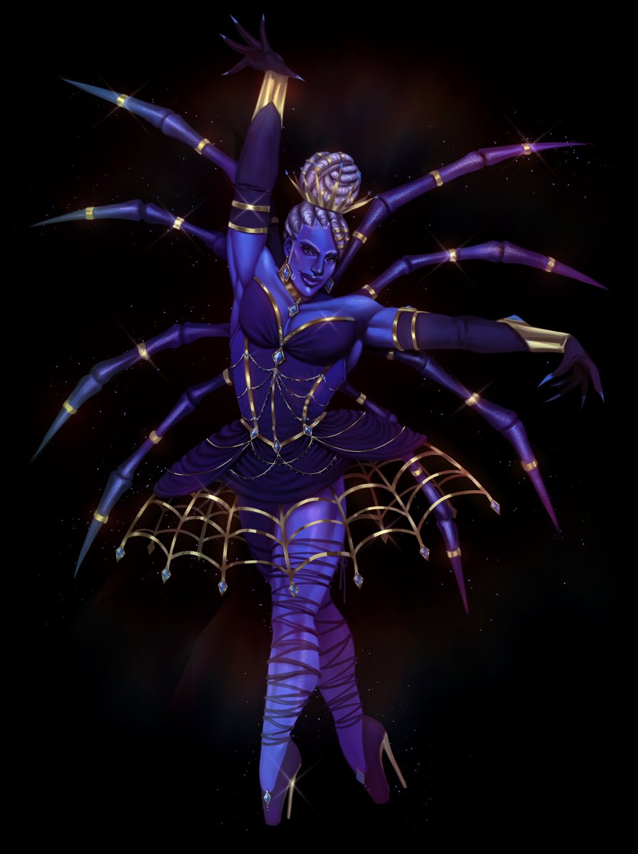 Venusian_Kiss's tweet photo. [repost] what if Mr Butterfly was Mr Spider instead? here's a spiders blue design i came up with for October! 🕷️💙✨ #deltaruneㅤㅤㅤ https://t.co/PRuvGuhmGQ