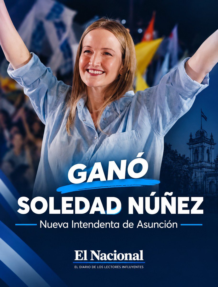elnacionalpy's tweet photo. BATACAZO: SOLEDAD NÚÑEZ ES VIRTUALMENTE LA NUEVA INTENDENTA DE ASUNCIÓN DE ACUERDO AL CONTEO RÁPIDO TREP DE LA JUSTICIA ELECTORAL 🇵🇾📦📩

🔹La ingeniera civil y exministra de la Vivienda ganó la elección municipal por el movimiento opositor "Juntos Por Asunción", dando un golpe político fuerte al oficialismo colorado y desafiando todas las encuestas previas. 

🔹Su perfil técnico, seguramente, traerá una nueva forma de gestión a la capital del país, que necesita de mejoras y obras urgentes 

#ElNacional
