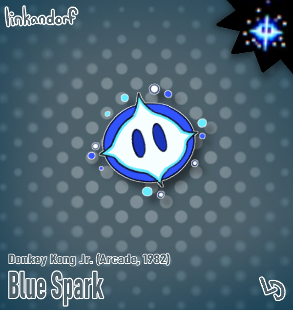 everymariochara's tweet photo. #19 - Blue Spark

Donkey Kong Jr. (Arcade, 1982)

It's blueness allows it to travel across different platforms through trails of static. So if that's ever been something you'd like to do, get bluer NOW!!! https://t.co/vn7HPNxV63