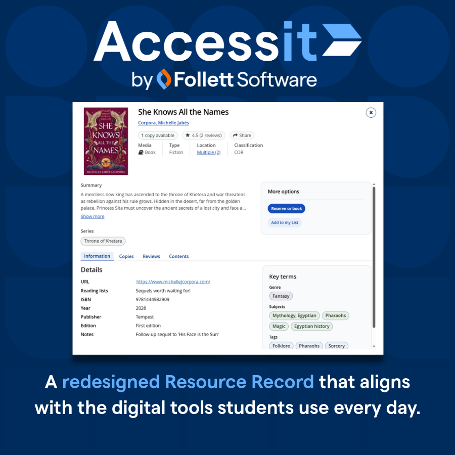 AccessitLib's tweet photo. Meet the redesigned Accessit Resource Record ✨

A refreshed layout that aligns more closely with the digital tool's students use every day, it makes finding, choosing, and exploring resources feel more intuitive 📚❤️
 
Coming to your Web App soon. https://t.co/g8gRBFkqZs