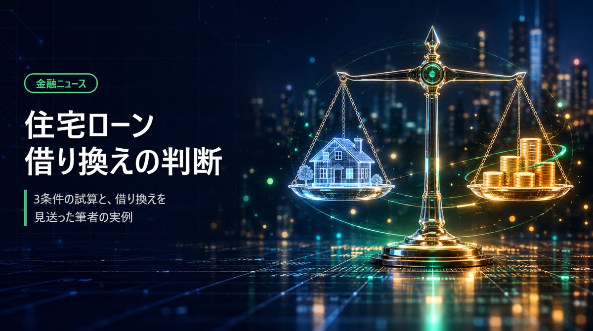 finlab_se's tweet photo. 住宅ローンの基準金利の引き上げが相次ぎ、長期金利も歴史的な水準まで上がっています。借り換えで得をするかどうかは、残債・金利差・残期間の3つで決まります。損益分岐の目安を試算しました。
https://t.co/WwpOxVc05D
#住宅ローン #金利上昇 #借り換え https://t.co/e6us5COGkl