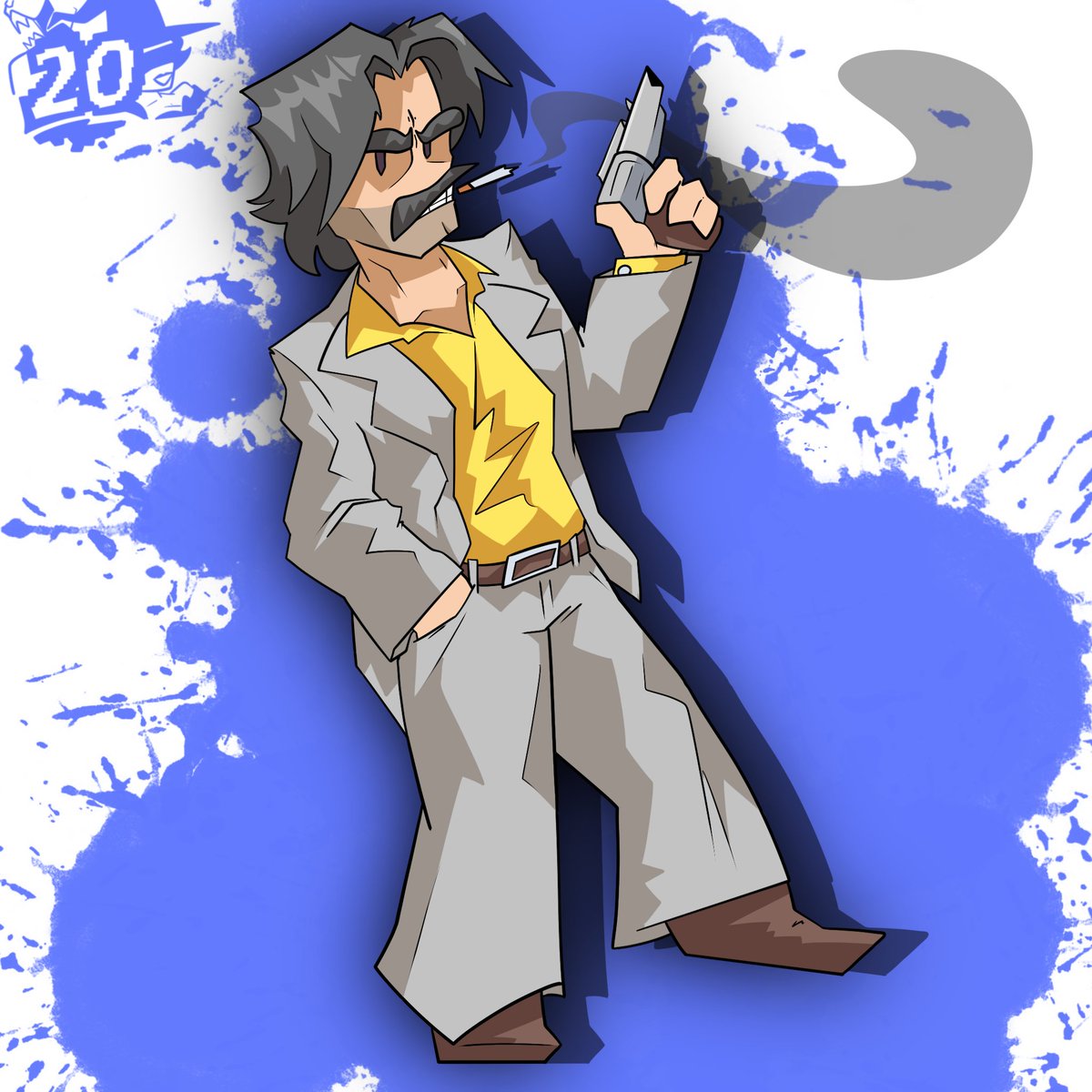 Hercu_ra's tweet photo. Day 20 of drawing a Hispanic/Latino character every day in HHM is Luis from Dead Estate! Yeah it’s my favorite game I’m gonna draw the debatably Hispanic character even if the only evidence is his last name GET OFF MY ASS BARK BARK BARK BAKR 💀🏥🎟️ https://t.co/rQL9XbU2ua