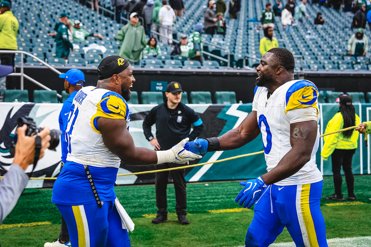 JB_Long's tweet photo. Yards surrendered by Rams defense on Eagles scoring drives today: 17, 29, 17, 35.

Followed by a second-half shutout. 

Since 2023, the Rams have shutout their opponents in a half 15 times, the most in the NFL. Second time in as many weeks. https://t.co/8cufEwA1h9