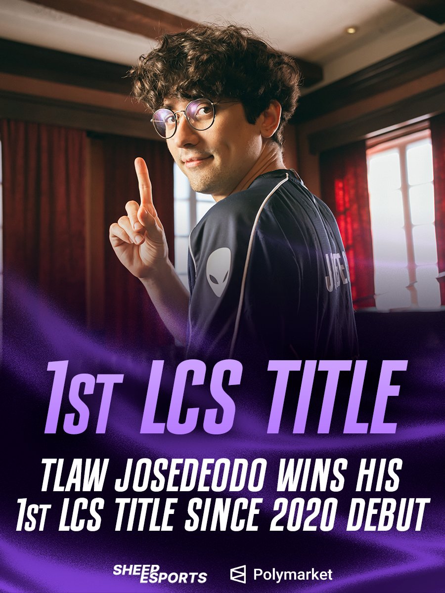 Sheep_Esports's tweet photo. JOSEDEODO 🇦🇷 WINS HIS FIRST TITLE SINCE HIS 2021 #LCS DEBUT 🏆

He's the first LATAM player to win an LCS title. https://t.co/MKUfk4bIBo
