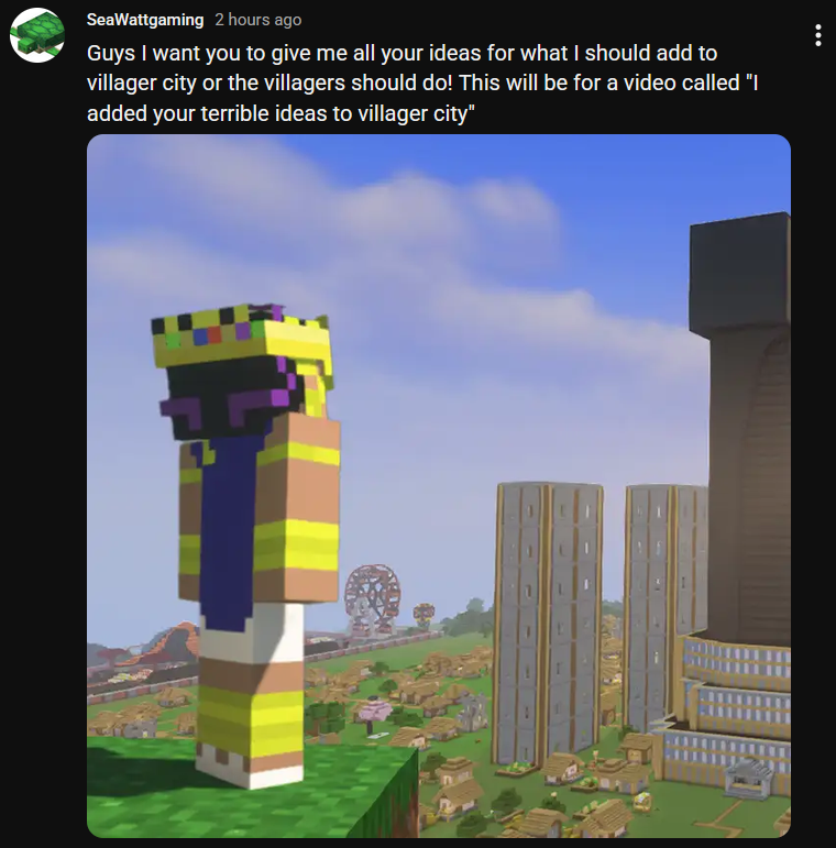 Newseawatt's tweet photo. Seawatt made a community post on youtube two hours ago! -🐱 https://t.co/fn2icCaTNv