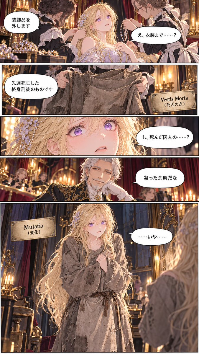 aididprison's tweet photo. 前4ページで作っていた、伯爵令嬢終身徒刑墜ちマンガを10ページで作り直してみました。
『ヒロインだったはずの私に名前はもうない』(1/3)
#女囚漫画 #女囚 #逮捕 #DID #AIart https://t.co/P7eaYpYkU4