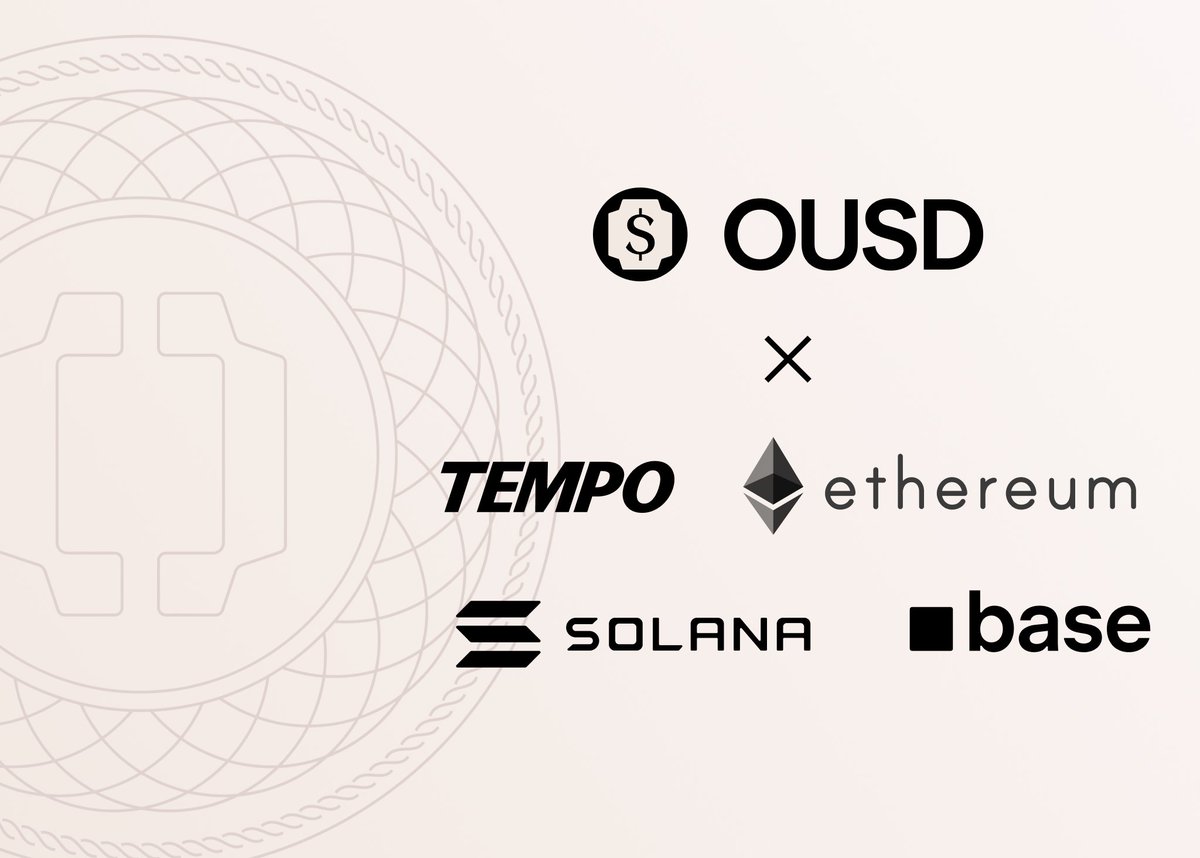 openstandard's tweet photo. OUSD is natively issued on @Base, @Ethereum, @Solana, and @Tempo. https://t.co/6BjJWhL7Uc