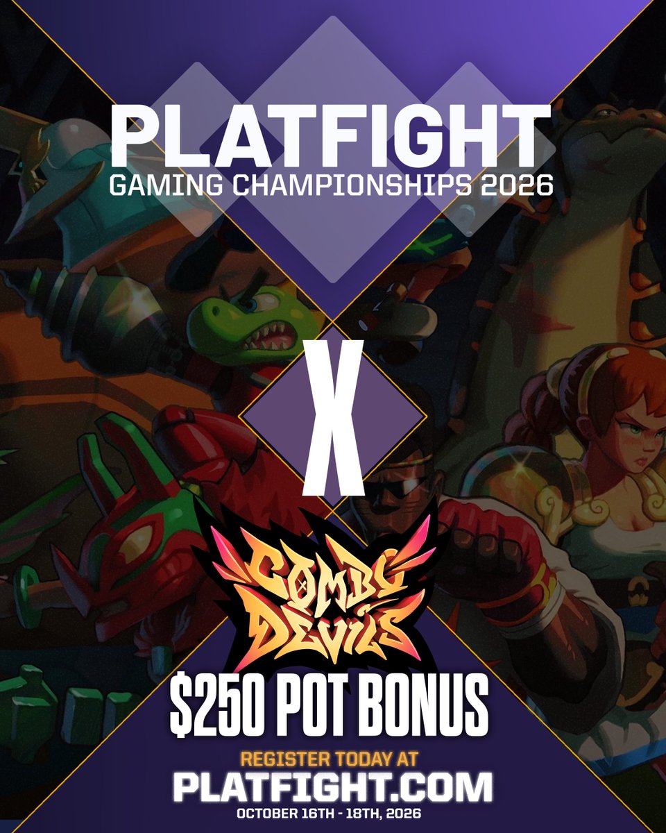 platfight's tweet photo. The @ComboDevils  team has given us a $250 pot bonus for our Combo Devils Bracket! 

This is also a great chance to pick up a new game before Platfight 2026!

REGULAR REGISTRATION ENDS TMR! SIGN UP BELOW!!! https://t.co/dBY4qzQ5sY