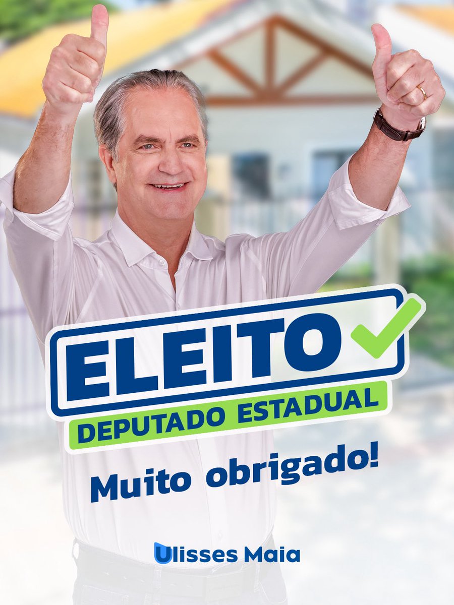 UlissesMaia's tweet photo. ✅✅✅ E L E I T O ✅✅✅

O Paraná escolheu o trabalho de verdade, a presença e o compromisso! Essa conquista é de cada um de vocês que acreditou, caminhou junto e confirmou o 55 565 na urna!

O meu muito obrigado por cada voto de confiança. Vou honrar a nossa terra com muita dedicação e trabalho pela nossa gente! 🚀

💬 A vitória é de todos nós! Deixe o seu "VENCEMOS!" nos comentários e diga de qual cidade você votou no 55 565! 👇

Pra todos verem: Card anuncia Ulisses Maia eleito deputado estadual.

#UlissesMaia #Eleito #Maringá #Vitória #DeputadoEstadual