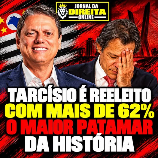 JornalBrasilOn2's tweet photo. Tarcísio é reeleito com mais de 62% o maior patamar da história https://t.co/DqlBnPZ0yX