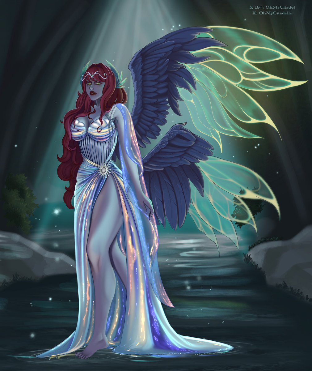 OhMyCitadel's tweet photo. My OC is based on the @/NeebulaArt  universe. Ariadne is the guardian of the lake, protecting it. The name of the race is Ethereal fairy’s.✨ https://t.co/iAqTaWFLLG