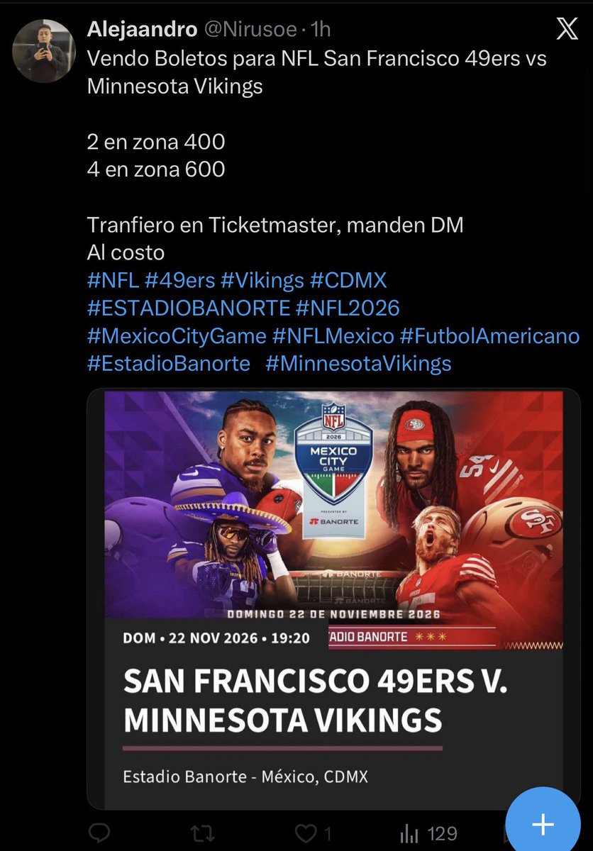 NieBrendaa's tweet photo. ESTAFA 

@Nirusoe antes @hsteraio @Aletst12 @Llbetysi @Aile5647 @Aletyarq y @Hermostraskell ESTAFA BOLETOS NFL México San Francisco 49ers vs Minnesota Vikings

SUS REDES Y FAMILIA NO TIENE BOLETO
#49ers #Vikings #ESTADIOBANORTE #MexicoCityGame #EstadioBanorte  #MinnesotaVikings https://t.co/dNWRBixpPQ