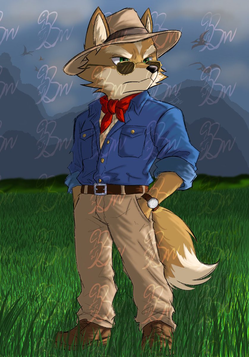 bluemaplepie's tweet photo. Finally finished Fox as Alan Grant HIMSELF. (Ignore the grass I know it sucks and I was so out of it. 😭)

DO NOT COPY/TRACE/STEAL OR AI MY ART! ‼️⚠️

#starfox #Foxmccloud #jurassicpark #nintendostarfox #starfoxgame #jurassicparkxstarfox https://t.co/EOT3j8IDIJ