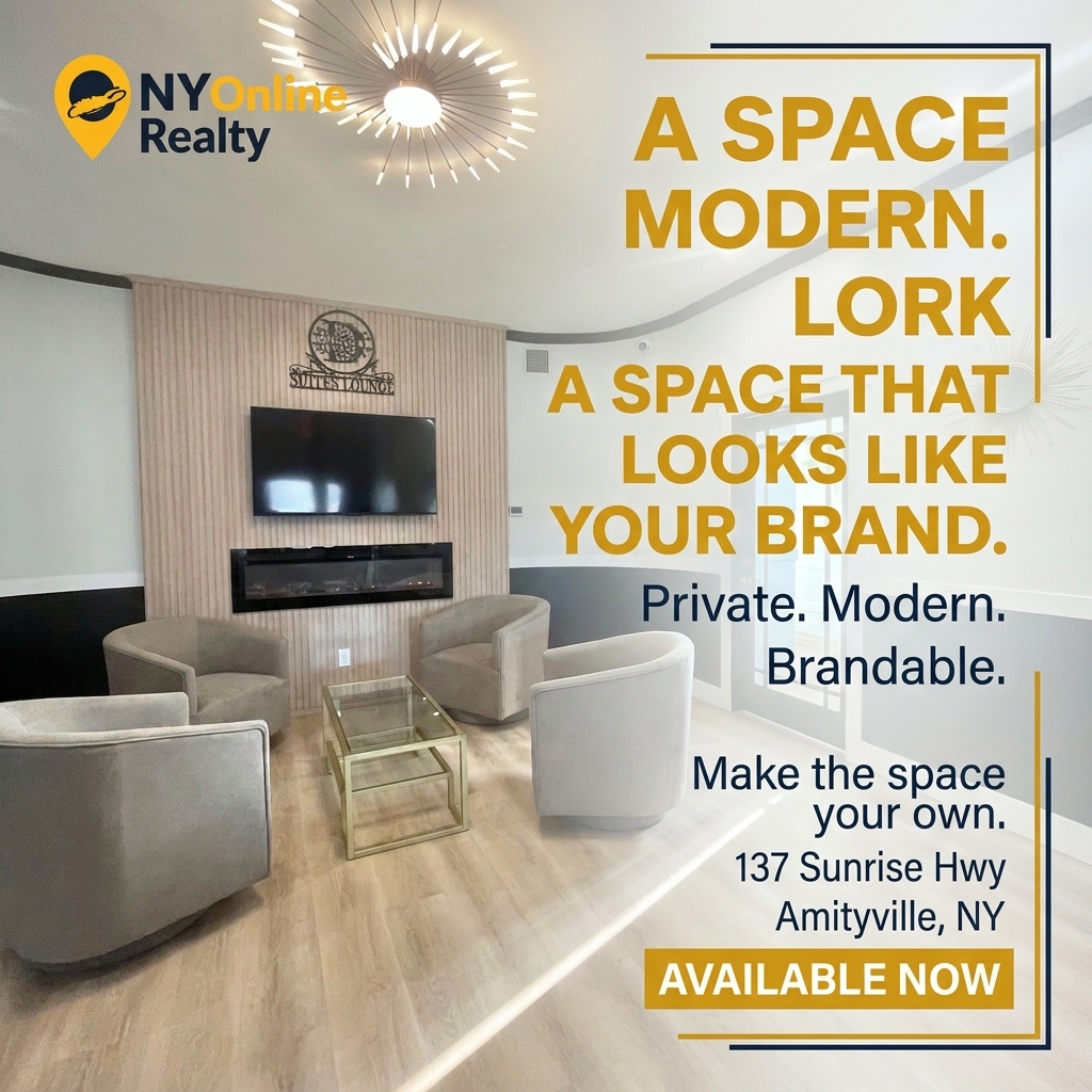 WinstonDal68's tweet photo. Your beauty business deserves a space that feels like yours. Meet Suite B-3 in Amityville: a private, modern, brandable space on Sunrise Highway at 137 Sunrise Hwy. Private suite, fireplace, smart TV, Bluetooth speaker, LED lighting, keyless entry, https://t.co/0cgHQ1l3te