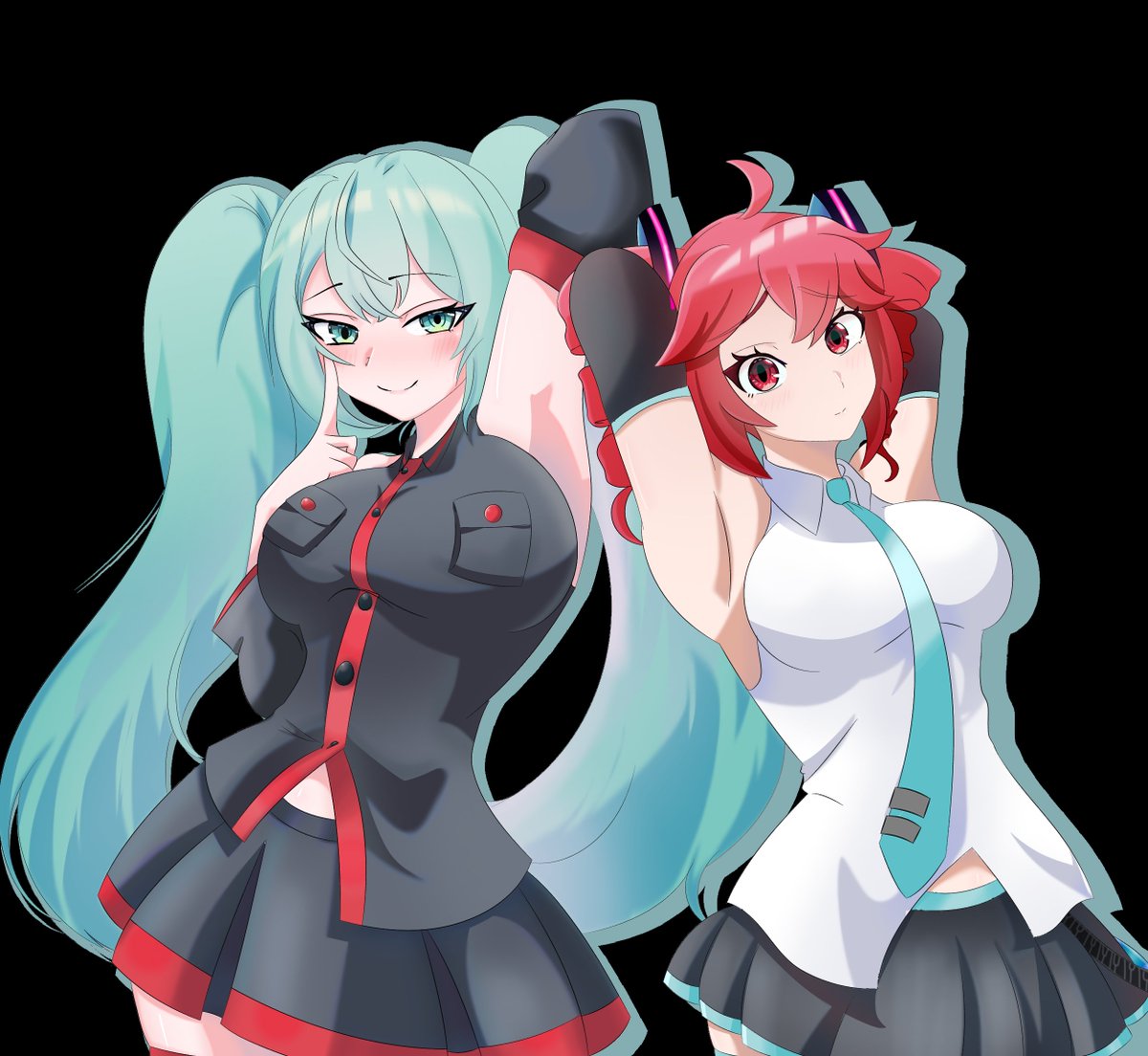 zunnka584's tweet photo. Comisión de Miku y teto terminada 
Y con permiso de publicar 

(Fondo negro y blanco)
#hatsunemiku #kasaneteto #fanart #comissionart https://t.co/gGhdqnXCV4