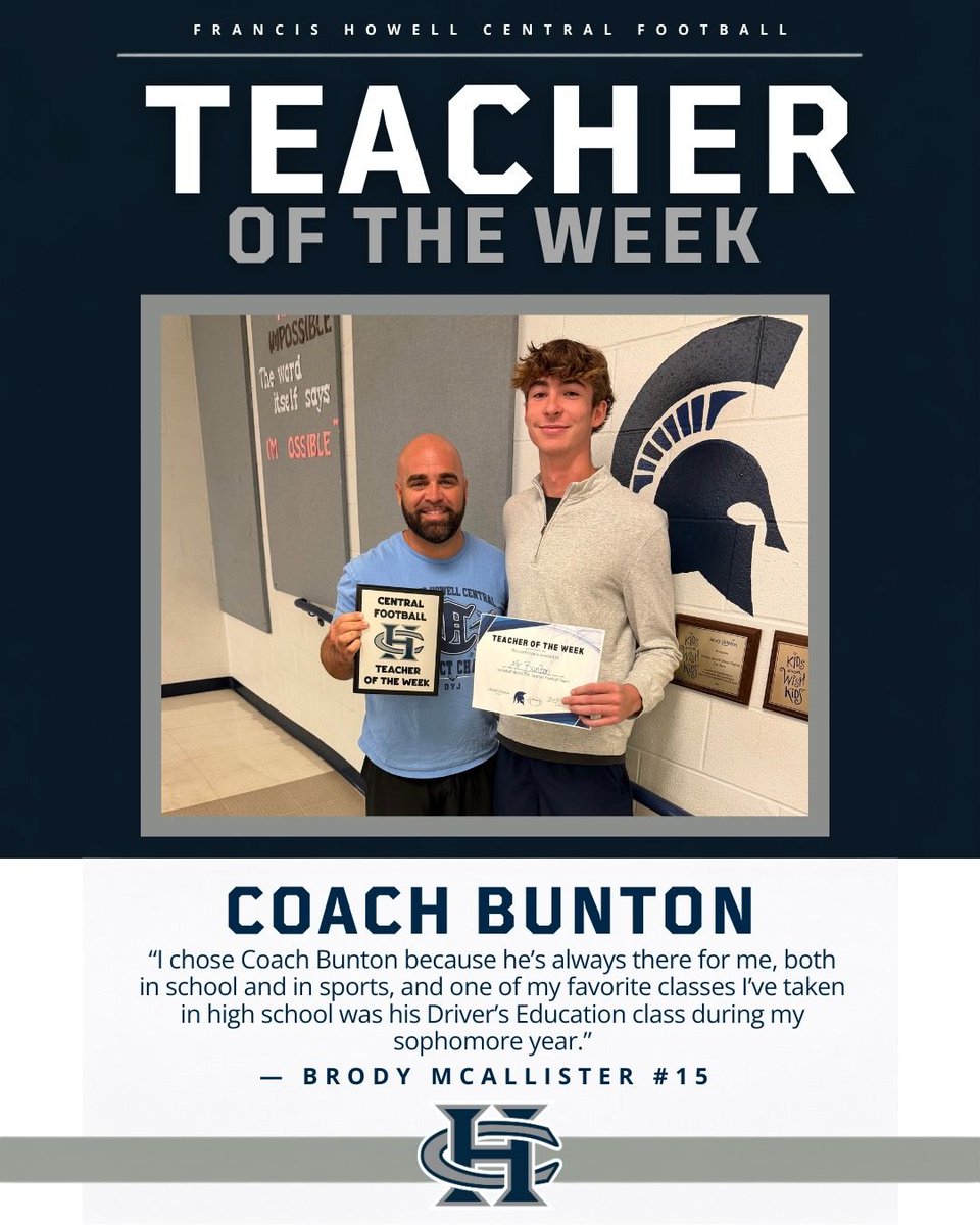 FootballFHC's tweet photo. Teacher of the Week
This week, our seniors recognized three teachers who have made an impact both in and out of the classroom.
Congratulations to Mrs. Fetsch, Coach Bunton & Mrs. Riti! Thank you for all you do for our Spartans!
#SpartanNation #FHCFootball #TeacherOfTheWeek https://t.co/6bG1F9gRb2