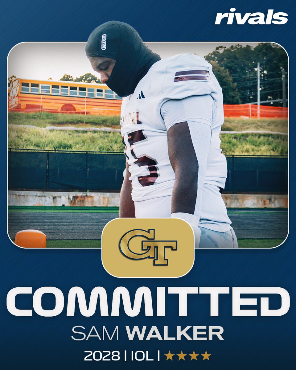 Rivals's tweet photo. 🚨BREAKING🚨 2028 4-Star IOL Sam Walker has committed to Georgia Tech, @ChadSimmons_ reports🐝

Read: https://t.co/VLwGgJ0Ec9 https://t.co/MmLoVJnzml