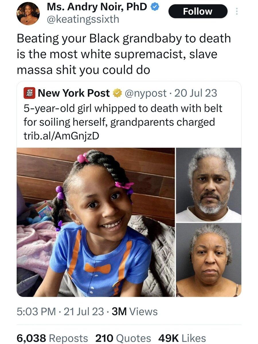 DelusionPosting's tweet photo. "How can we blame this on white people?" https://t.co/N2tUViBZo3