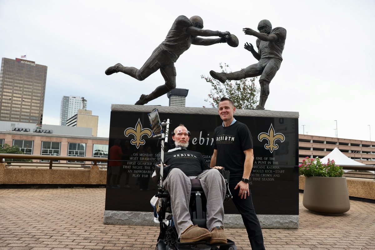 Saints's tweet photo. Forever connected by one unforgettable play.

Tune in to Monday Night Countdown tomorrow for @Wyche89's feature on @SteveGleason and Michael Koenen reuniting at the Rebirth statue ⚜️ https://t.co/9b5rAXR7KG