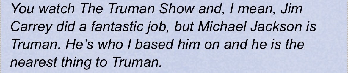 onnthefloor's tweet photo. these words from the director of the truman show :( https://t.co/2iHjiZrAl8