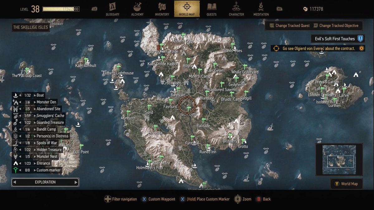artsietal's tweet photo. The real witcher 3 final boss was clearing all of skellige's question marks https://t.co/y1kcfw8KfP