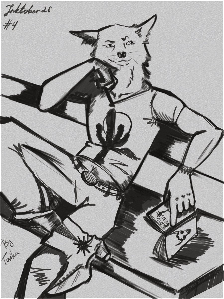 Taikafurr's tweet photo. Back from long break for #inktober2026
A coyote in cactus t-shirt reading cormac mccarthy 😅
#inktober2026day4 #furryartㅤㅤㅤ #furrycharacter https://t.co/DQTbZi7GeV