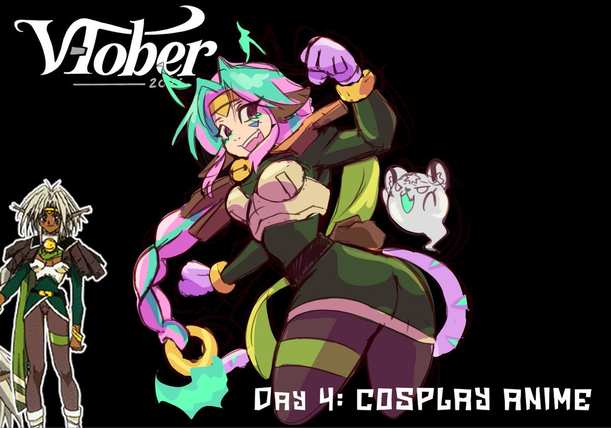risu_chuu's tweet photo. Day 4: cosplay anime for #vtober

I went with Aisha Clan clan from Outlaw Star. I was running late but Im happy with how it turned out :D https://t.co/BnnJiF1Gxe