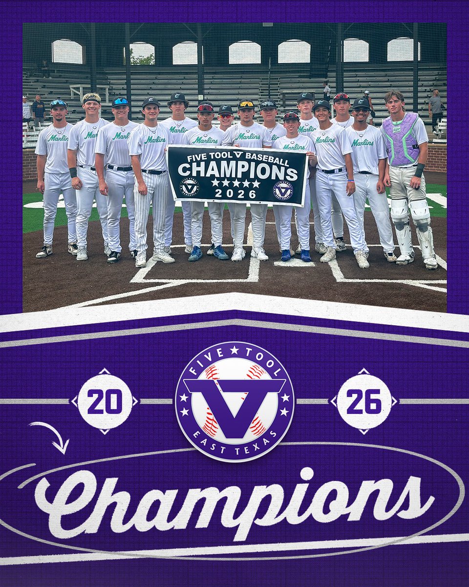 FiveToolETX's tweet photo. 🏆Champions🏆  

Congratulations to @MarlinsBSB on winning the 17U/18U Championship of the @FiveTool East Texas UT Tyler Fall Shootout!

#WatchEm https://t.co/qEmL5l5rJv
