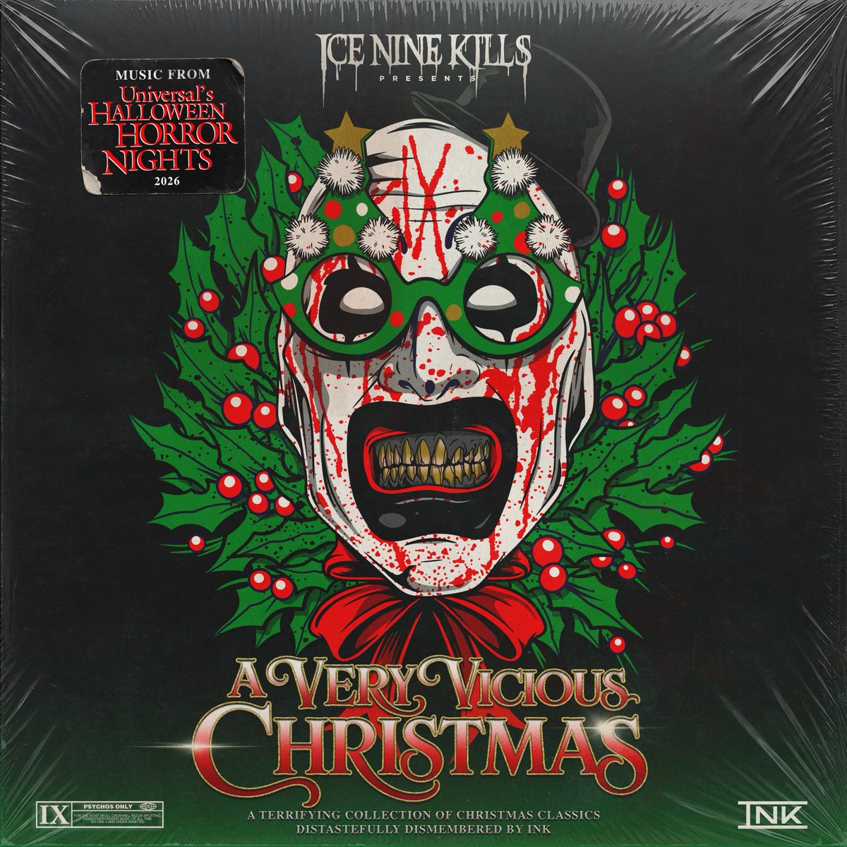 ICENINEKILLS's tweet photo. On the 3rd day of Silver Scream Con my dear Art brings for thee, “A Very Vicious Christmas” to see. 🎁🔪 As heard at Universal’s Halloween Horror Nights. Stab the link below to pre-save. Hitting all platforms Nov 9. https://t.co/vO2ciOdsdZ https://t.co/4mQweW5xzs