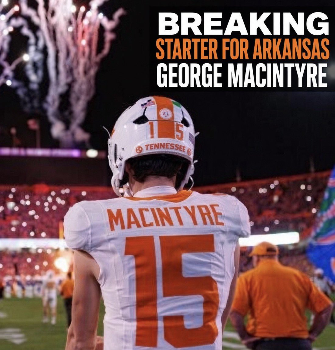 CajunPeteMac's tweet photo. 📢 UNEXPECTED EARLY ANNOUNCEMENT 📢  Coach Josh Heupel has made the change at QB! George Macintyre has taken over starting @Vol_Football QB duties as we head into Arkansas this weekend! https://t.co/RW9rppMVlK