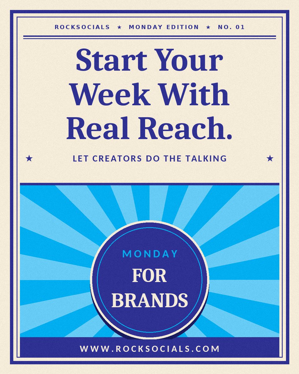 RockSocials's tweet photo. Start your week with real reach. 
Creators build trust with the audience you want. RockSocials helps you find them, run your campaign, track results and pay securely, all in one place.
Swipe for your Monday brand checklist and save it for later. https://t.co/14K7Zu9EqM