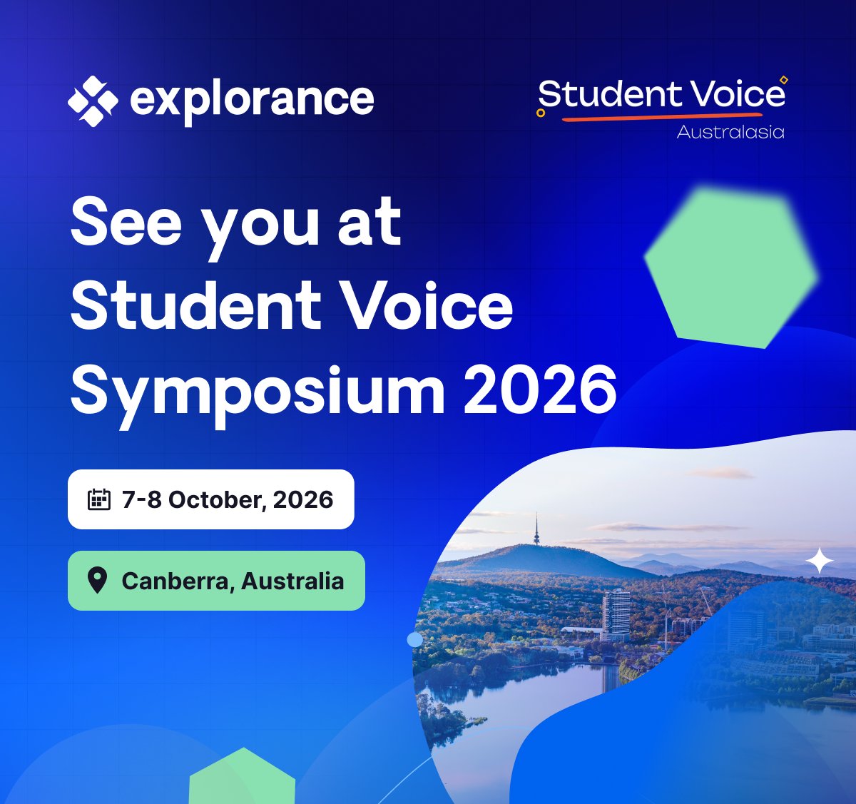 explorance's tweet photo. 📣We’re proud to support the 2026 Student Voice Symposium &amp; Student Summit as a Platinum Sponsor!

 🗓️7–8 October 2026
 📍Canberra, Australia

Come say hello at the Explorance booth!

#StudentVoice2026 #StudentFeedback https://t.co/exnbVyADSa