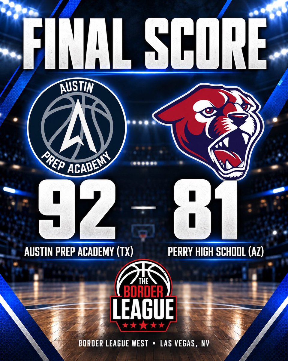 AustinPrepAcad's tweet photo. Ballin’ at Border League! Austin Prep Academy with a 92-81 win over Perry High School (AZ) 🔥🔥🔥 @brdrleague 

#borderleague #ballislife #basketball #austinprepacademy #lasvegas https://t.co/IQDDRrb4Jq