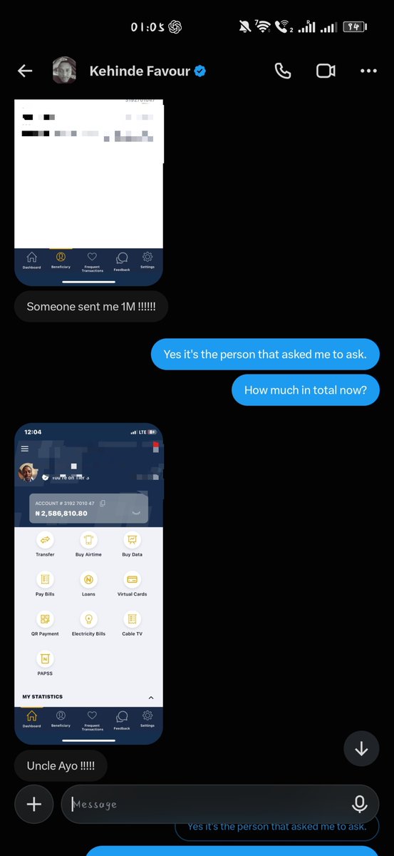 UnkleAyo's tweet photo. Someone decided to pay new devices for him &amp; sent 1M naira. 

The young man now has 2.5M naira. 8 hours ago, he had 173 naira. 

Thank you to everyone for your kindness. 🙏 https://t.co/DYfx5MqJX3