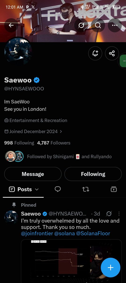 williamcookz's tweet photo. @HYNSAEWOOO @joinfrontier @solana Congratulations saewoo for your prize. I wish more greater win then this bro. https://t.co/tgcBDydk4U