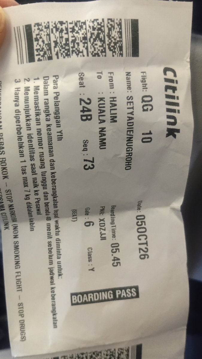 nustya88's tweet photo. @Citilink saya berdua isteri penumpang citilink  qg10, hpk-kno, 5 oktober 26 @0615
saat diumumkan boarding, penumpang diminta tetap "stay", akan dipanggil berdasar nmr
yg terjadi, penumpang sdh antri dan masuk pesawat tidak sesuai pengumuman dan DILAYANI PETUGAS. aneh bin ajaib https://t.co/8tpxgdiEjU