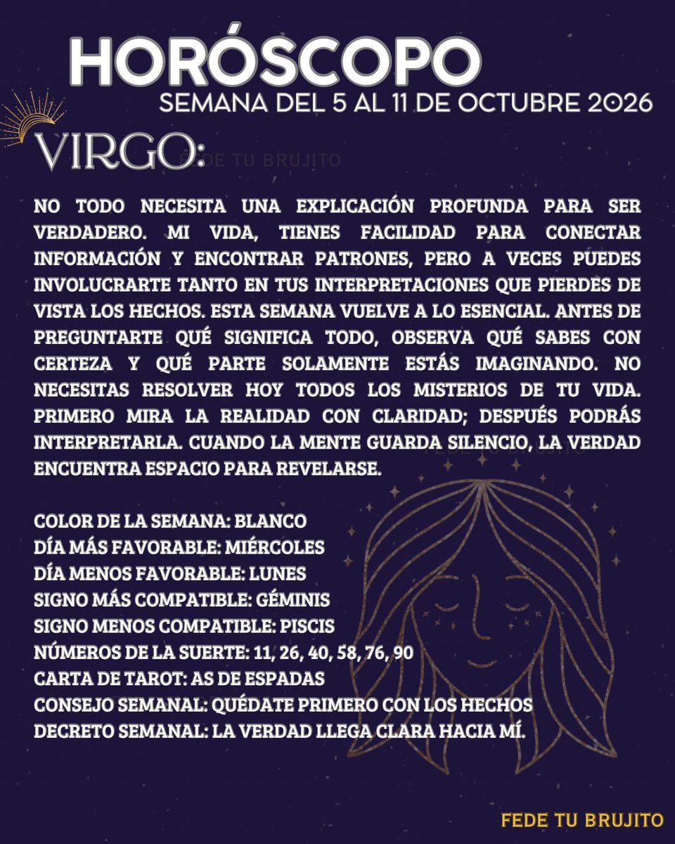 FedeTuBrujito's tweet photo. VIRGO ♍️ #horoscopo #virgo #tarot https://t.co/03f4vpbQFa