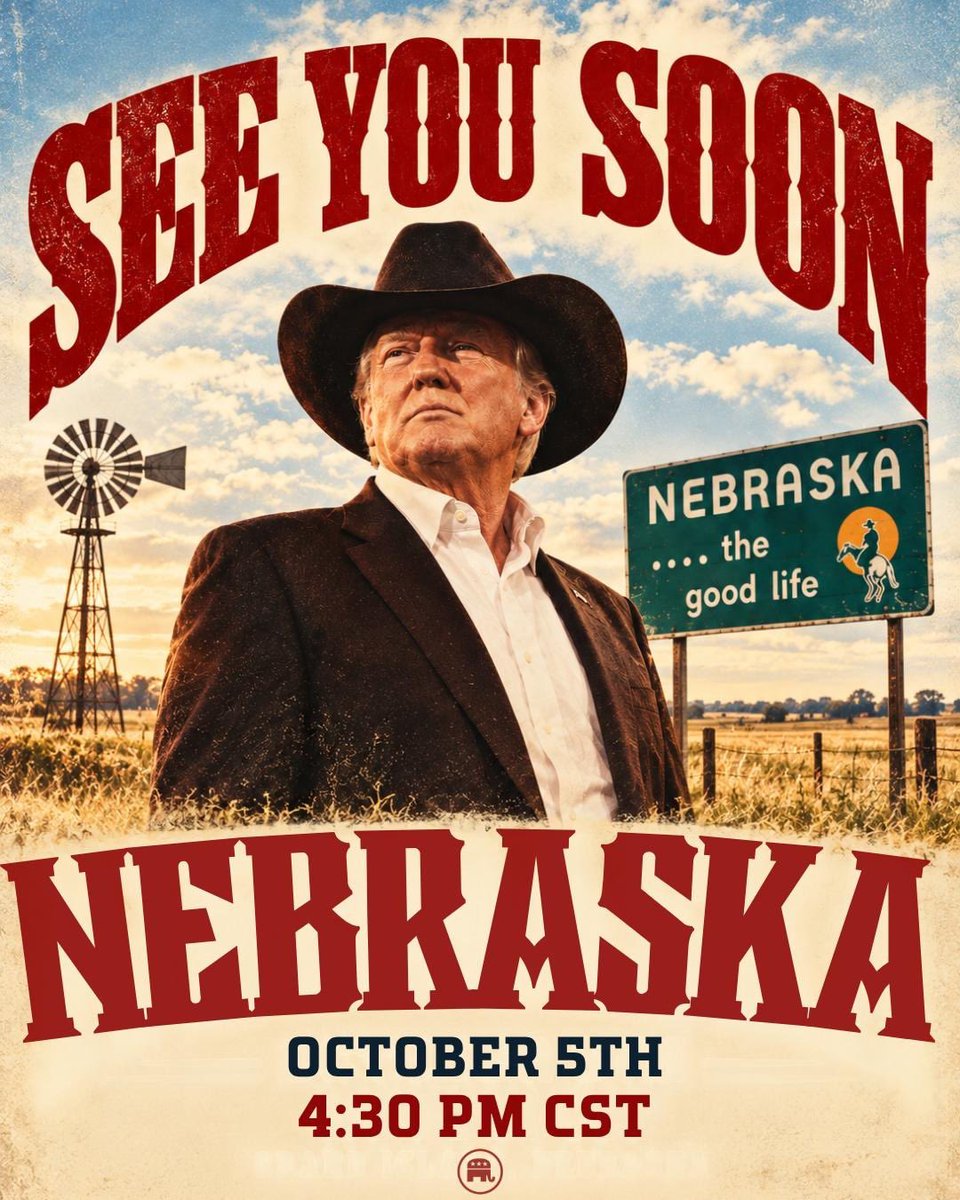 Republicans's tweet photo. See you tomorrow, Grand Island!

Nebraska, get ready! President Trump is coming your way 🇺🇸 https://t.co/tZLtAAVe8n