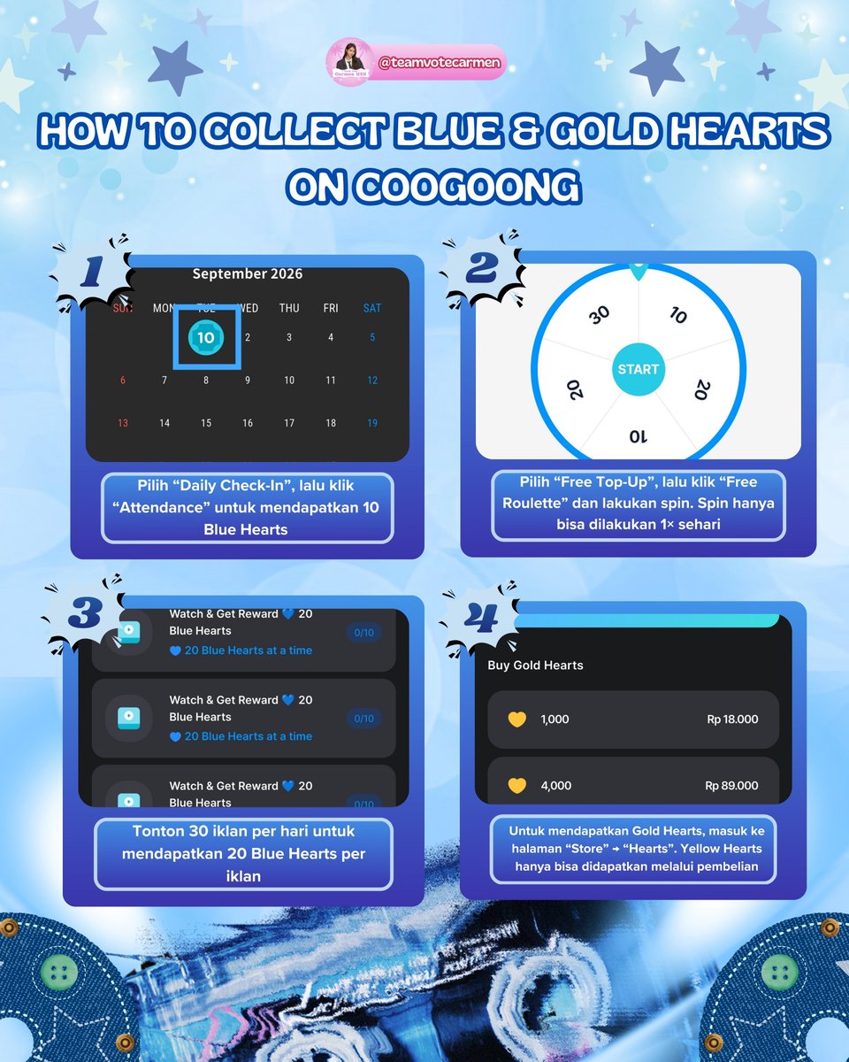 IAM287_'s tweet photo. Intinya > jangan lupa vote Carmen di apk COOGOONG, untuk bisa vote min 200 blue hearts = 1 vote. 
Bagi kalian yg sibuk bisa juga donasi kesini : https://t.co/E9dGNF5CIA

Tutorial ada dibawah ya 👇 https://t.co/uKgZlv6BC0