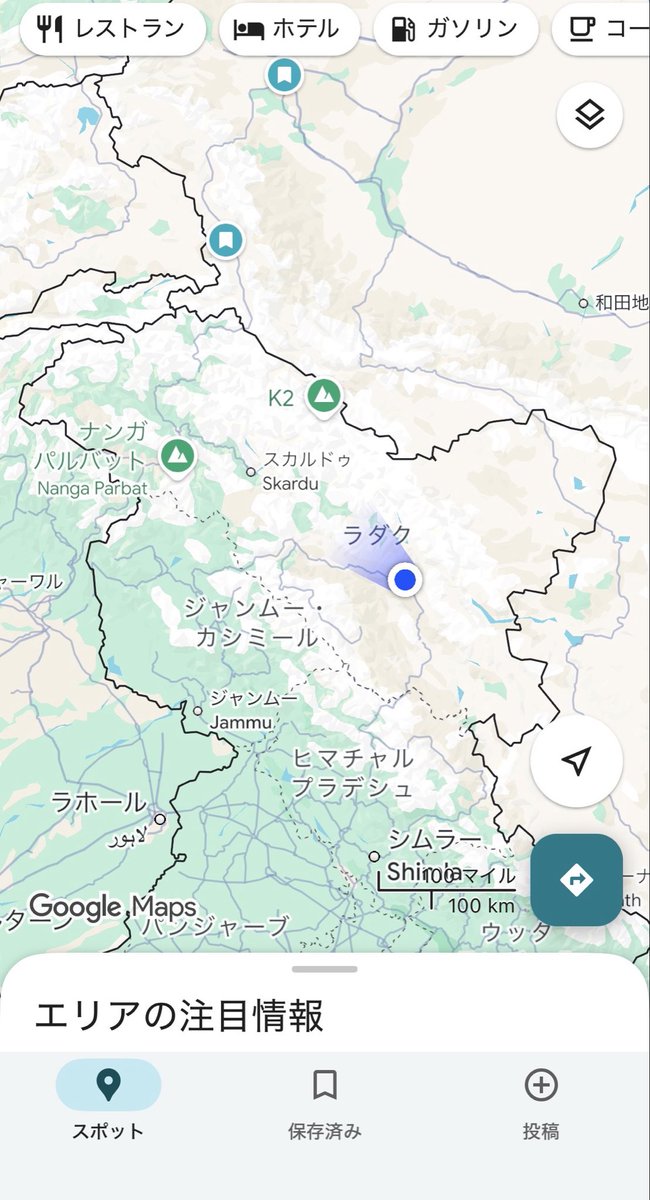 traventure_80's tweet photo. ラダックのsimを入れてるとgooglemap上でカシミール全域がインド領扱いになる https://t.co/NRiSANhf2B