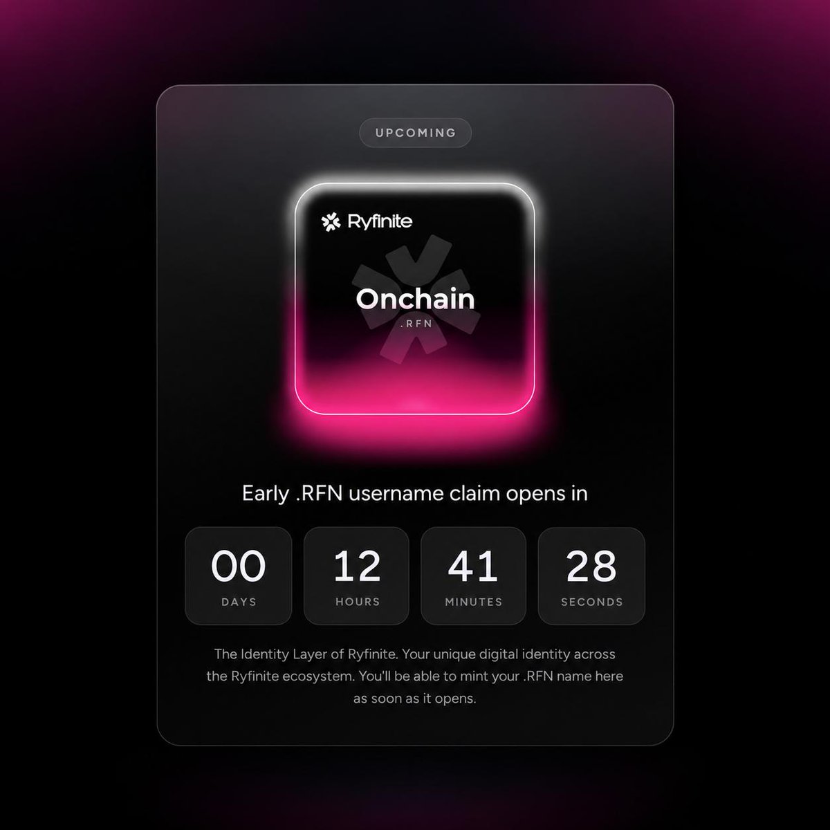 ryfinite's tweet photo. ⏳ 12 hours until Early .RFN Claim

Your on-chain Ryfinite identity is going live soon.

Mint a unique, non-transferable Passport and unlock more access, rewards, and opportunities across the ecosystem.

🕛 Opens: October 5, 12:00 UTC
🔸 Early Claim is limited to the first 5,000 users.

Requirements: Complete Ryfinite social quests · Join the $RFN Launchpool

Join here 👉 https://t.co/Cj3Rwd2clT
