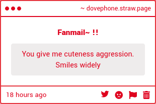 dovephone's tweet photo. Uwaa~~ I'm so glad!!! I think of myself as the cutest inphernal out there, but you never know, hehe~!! https://t.co/8klyrOJj34