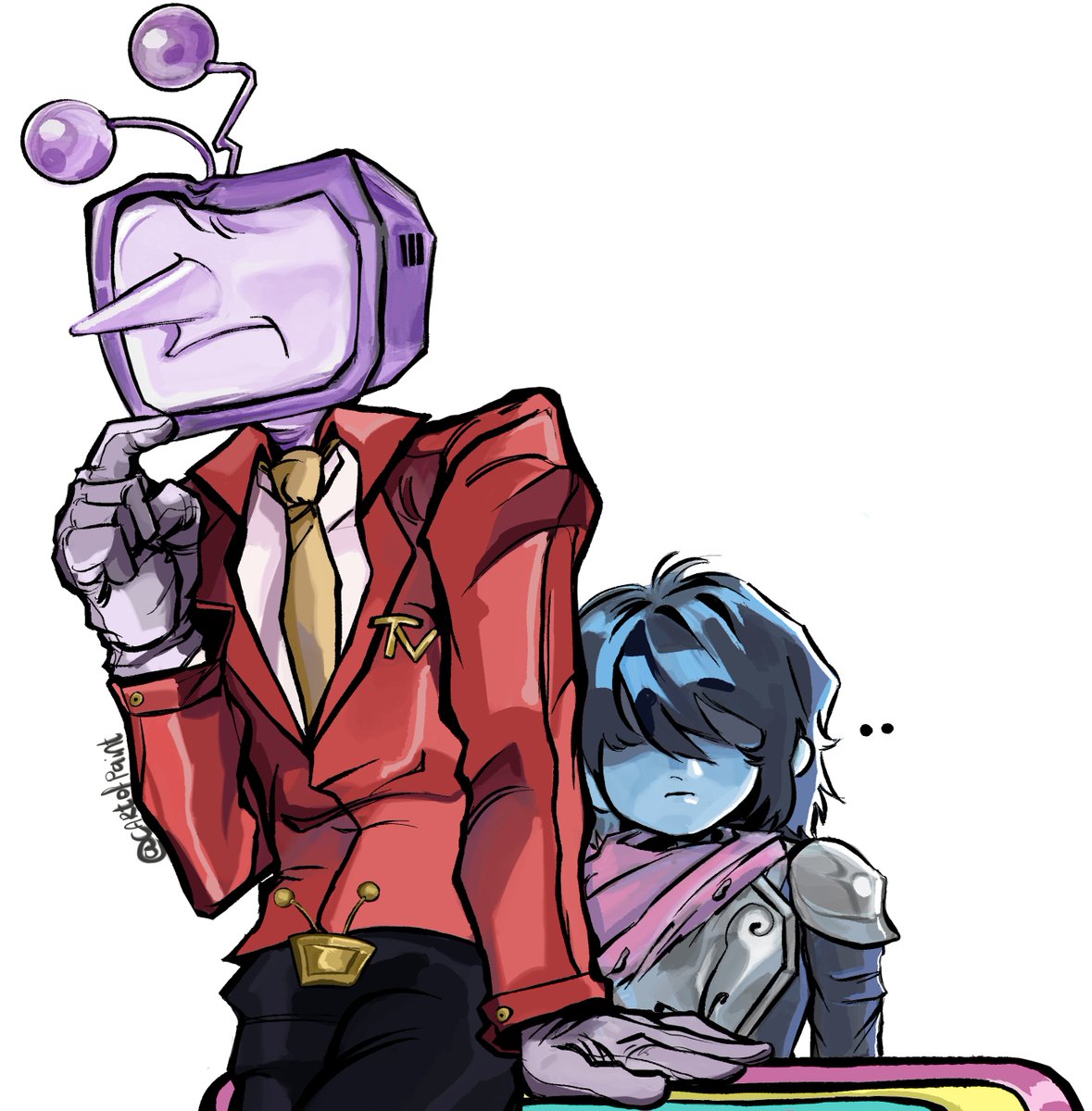 Cartofpaint's tweet photo. #tenna #deltarunefanartㅤㅤㅤㅤ #krisdeltarune #deltarune #kris 

I wanna pick em both up and shake them...i wonder if coins fall out https://t.co/Bf0K7gUJUE