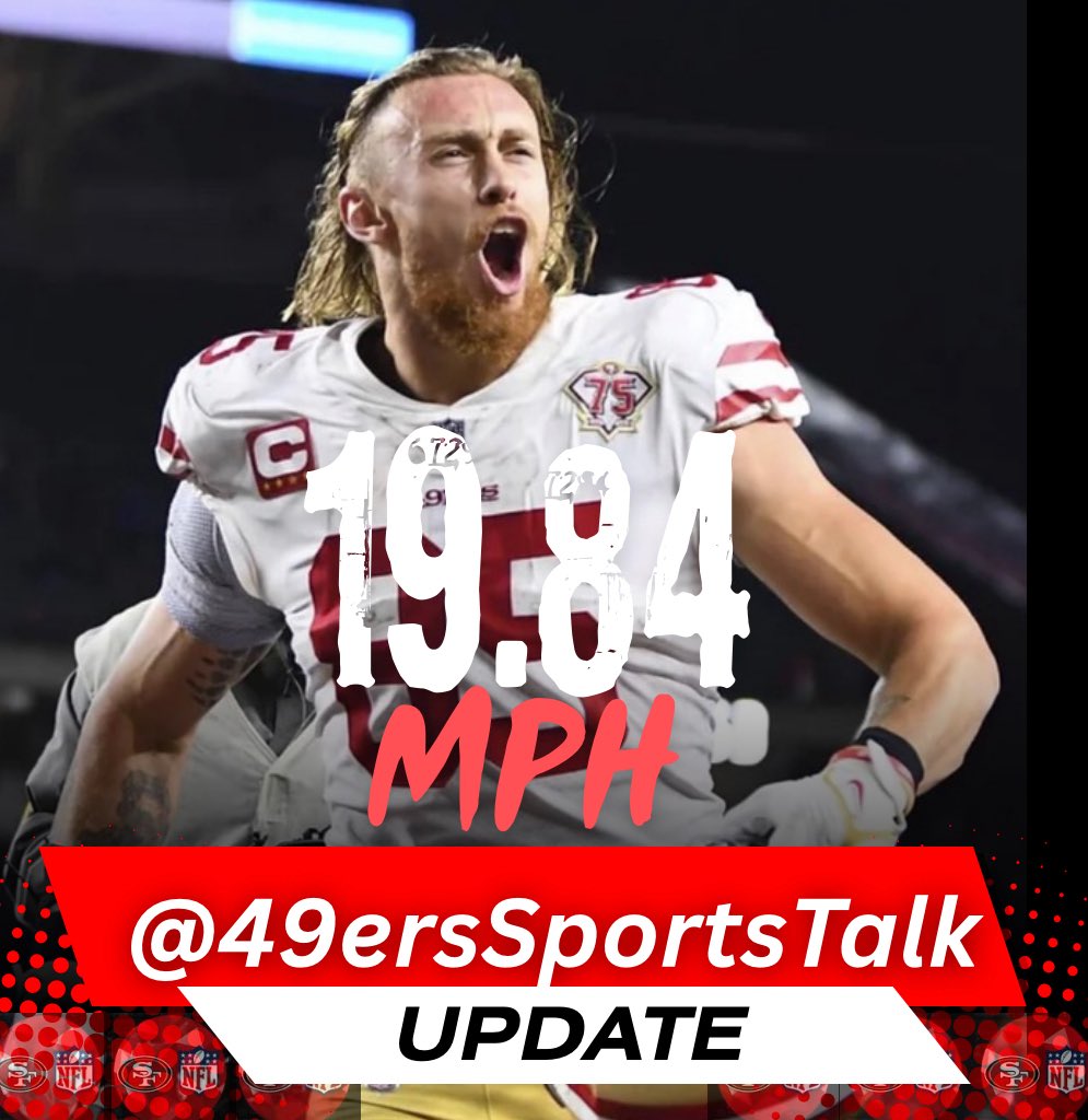 49ersSportsTalk's tweet photo. #49ers TE @gkittle46 reached 19.84 MPH on his 56 Yard TD catch, per @NextGenStats 

Reminder he had Achilles repair 9 months ago 🤯. DAWGGGGGG!!!!! https://t.co/iOj4zo8M5J