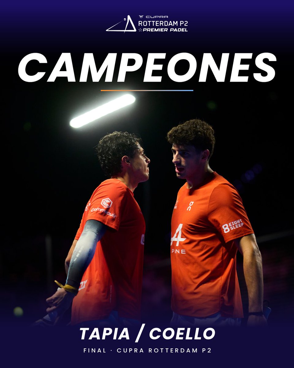 gerardo95223370's tweet photo. COELLO Y TAPIA CAMPEONES DEL ROTTERDAM P2 🇳🇱 

Vencen a Stupa/Sanz por 6-3 y 6-2 y levantan otro título juntos. 🏆

#PremierPadel #Rotterdam #Campeones #padel #tapia https://t.co/4Rll3Dn3t2