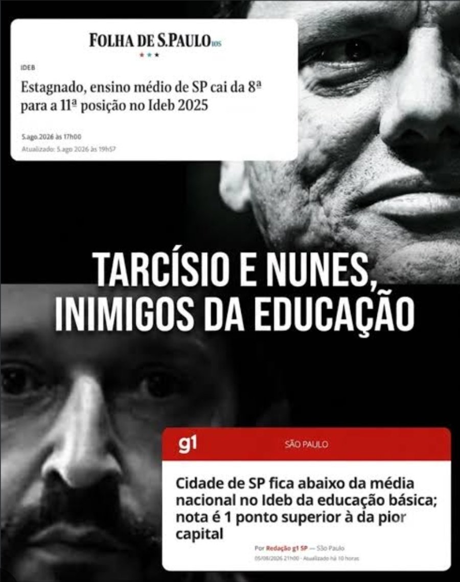 l1asccp's tweet photo. @V28243177 @onlyboxd 100 escolas foram destinadas ao modelo cívico-militar em 2025; 33 escolas estaduais chegaram a ser colocadas em leilões para gestão privada. o ensino médio da rede estadual teve Ideb 4,3 em 2025 ainda um resultado baixo, apesar de ter subido de 4,2 em 2023. https://t.co/tIbNz8izde